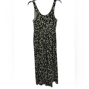Who What Wear Black Yellow Floral Sleeveless Dress With Pockets Size Small